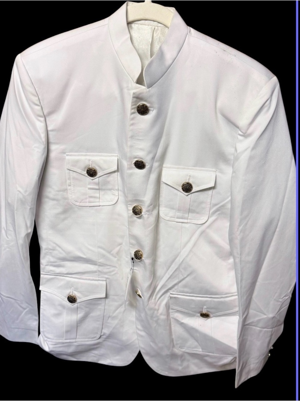 French Crown Blazer BANDHGALA DESIGNER‎ Jacket 36 White New